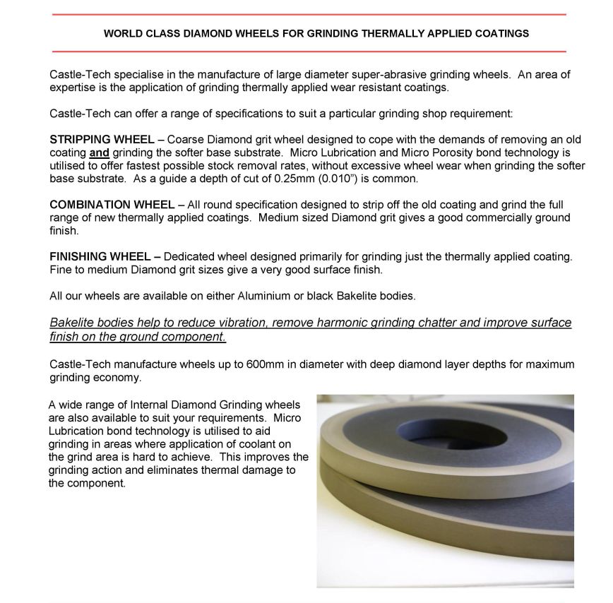 Applications of Castle-Tech Diamond Wheel